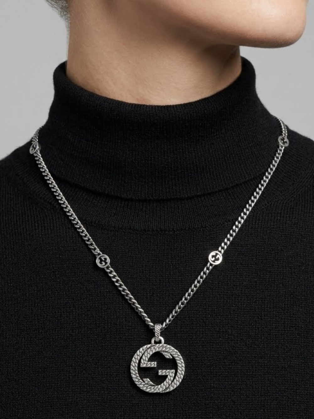 GUCCI Silver Interlocking G Necklace 
New
Box included